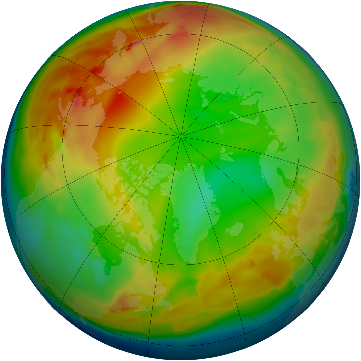 Arctic ozone map for 12 January 2010